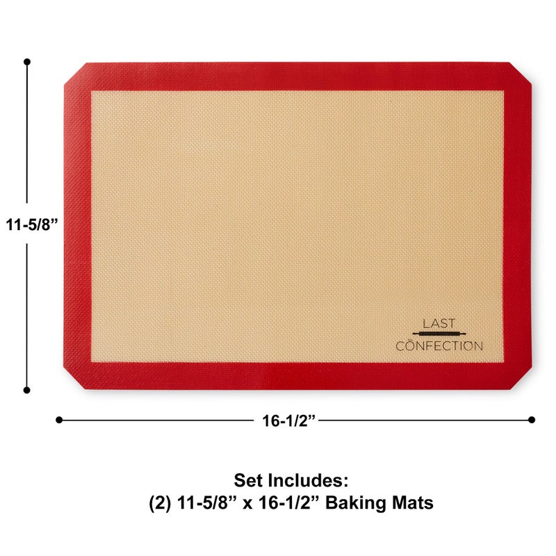 Last Confection Silicone Baking Mat - Set of 2 Non-Stick Half Sheet (11-5/8" x 16-1/2") Professional Food Safe Tray Pan Liners - Image 3